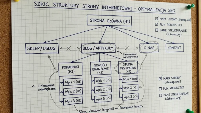 Szkic struktury strony internetowej zoptymalizowanej pod SEO