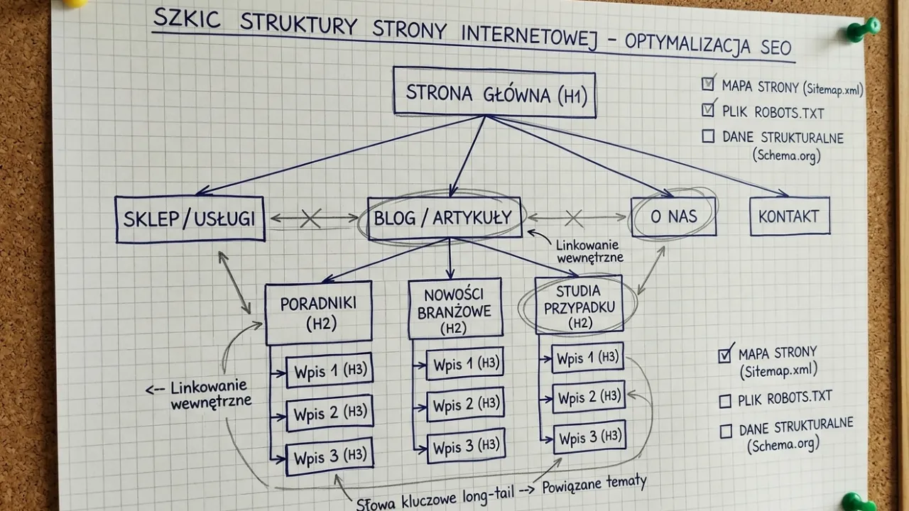 Szkic struktury strony internetowej zoptymalizowanej pod SEO