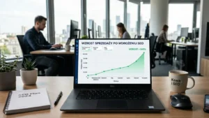 Wykres wzrostu sprzedaży w sklepie internetowym po wdrożeniu SEO