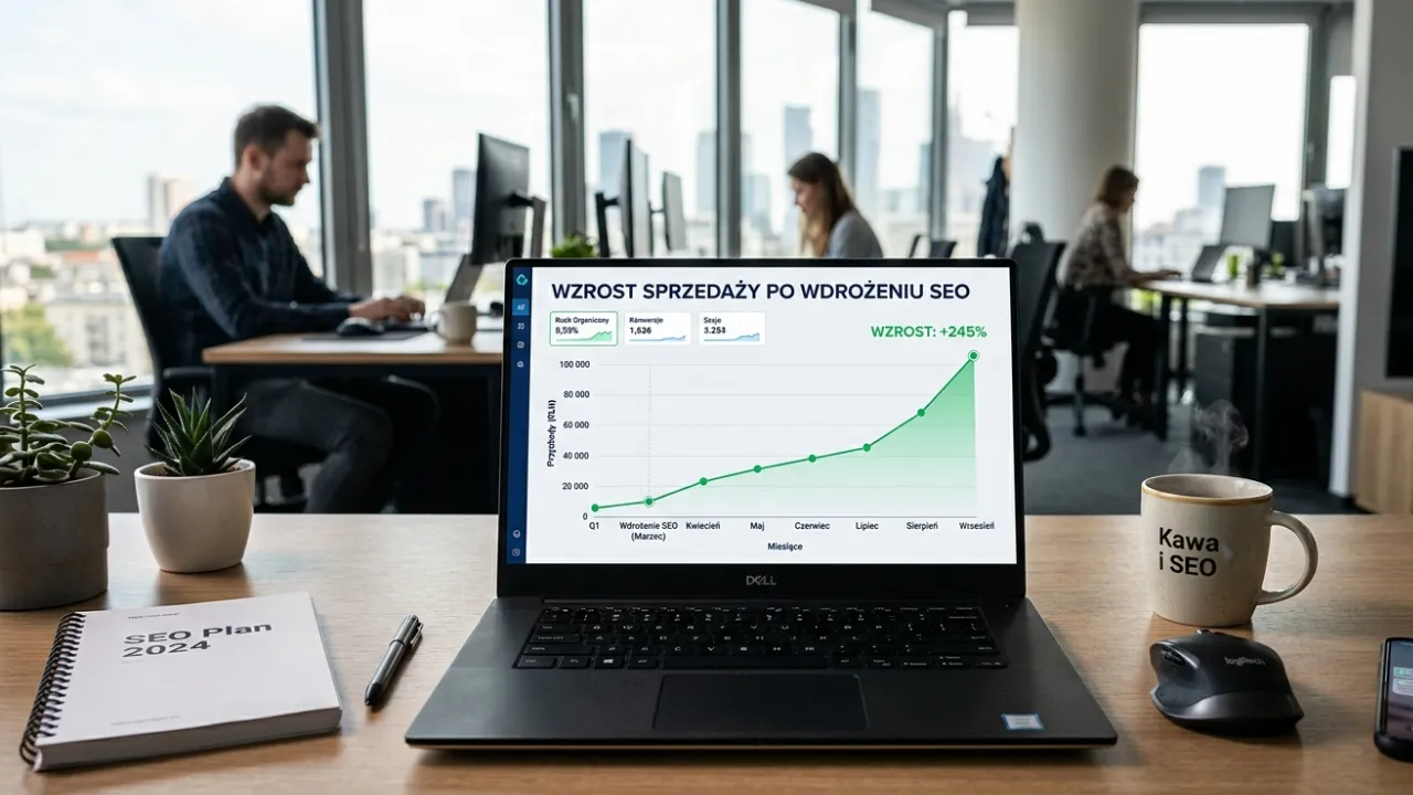 Wykres wzrostu sprzedaży w sklepie internetowym po wdrożeniu SEO